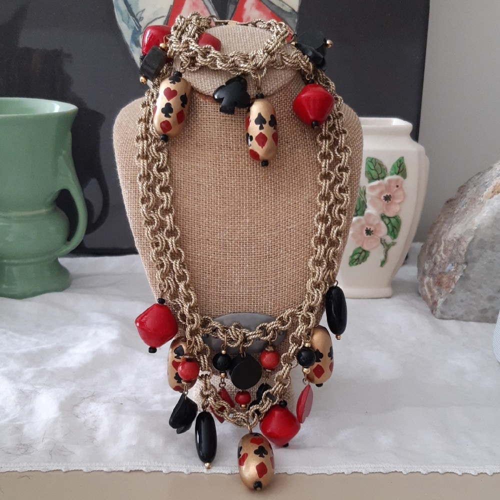 Gold and Red Multi-Layer Necklace